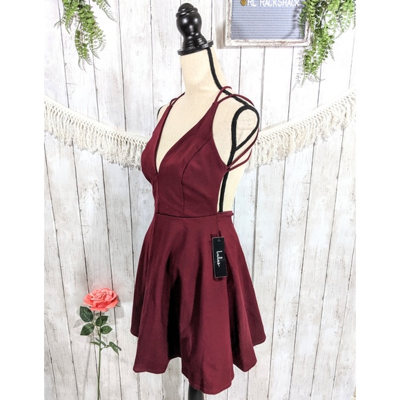 LULU'S MINI MAROON STRAP DRESS, SIZE MED - Picture 3 of 4